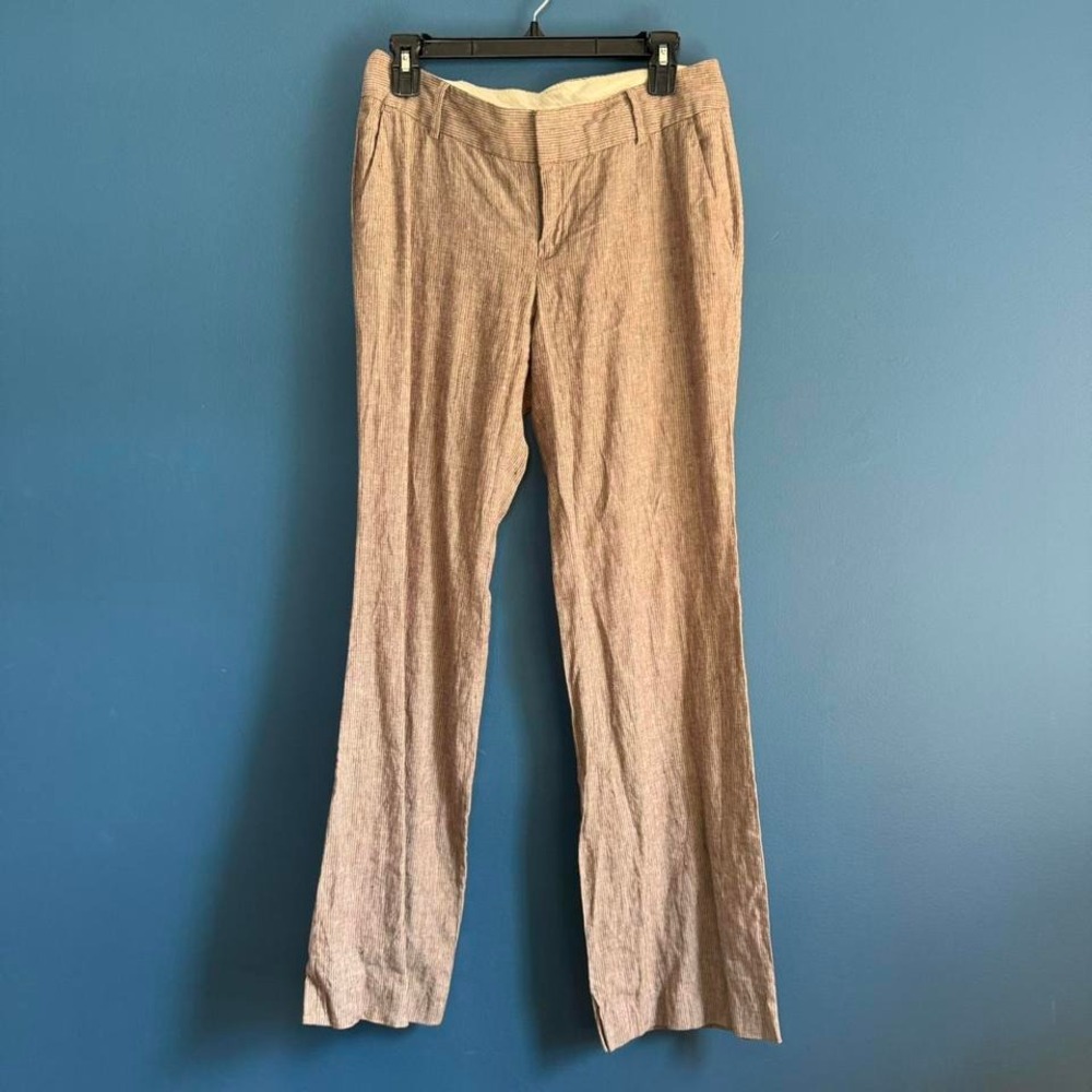 Y2K Banana Republic Pinstripe‎ Trousers Women's Size 6 Brown White 2008 Flare